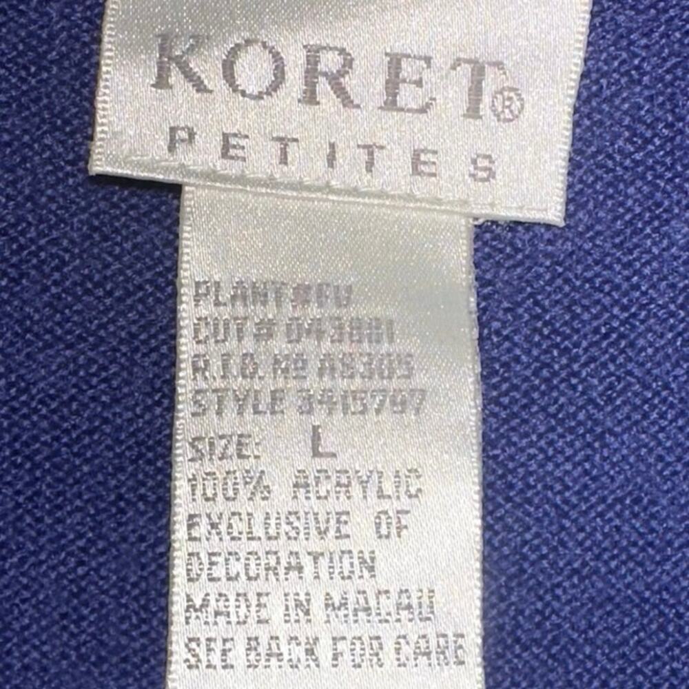 Beaded Cardigan Sweater Petite Large Purple Embroidered Button Front - Picture 5 of 6